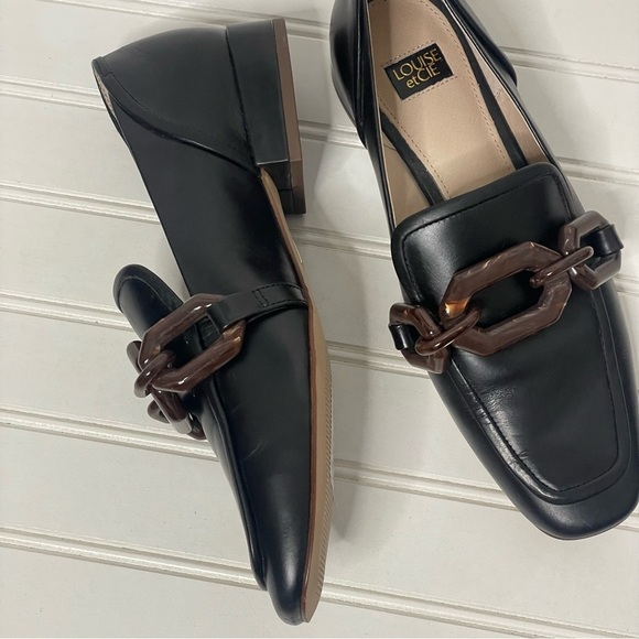 Louise et Cie Emlen Tortoise Chain Black Leather Classic Loafer 617 - Picture 9 of 11